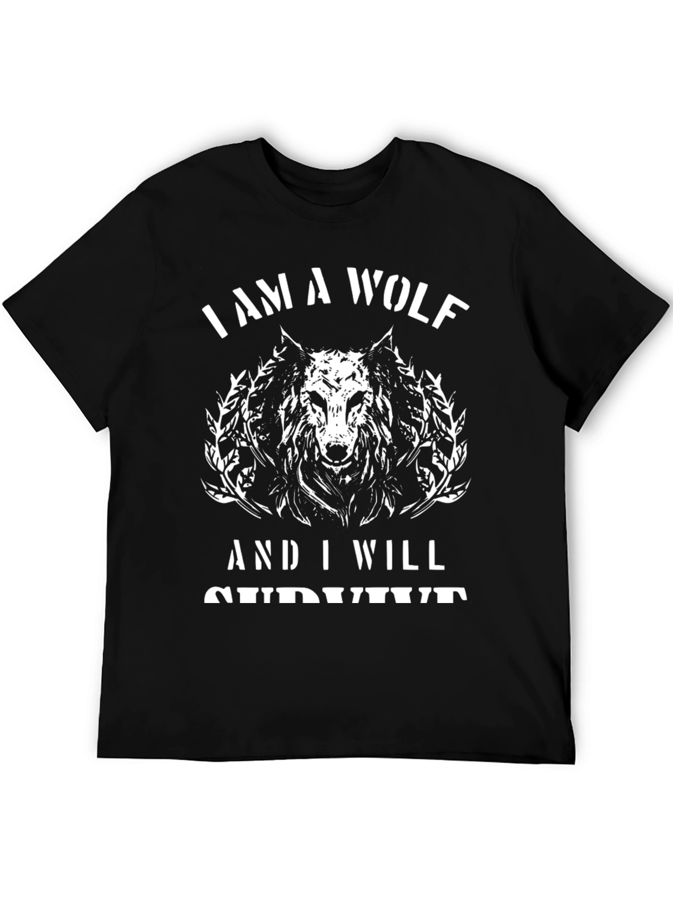 Black I Am A Wolf Men's Graphic Tee view 5
