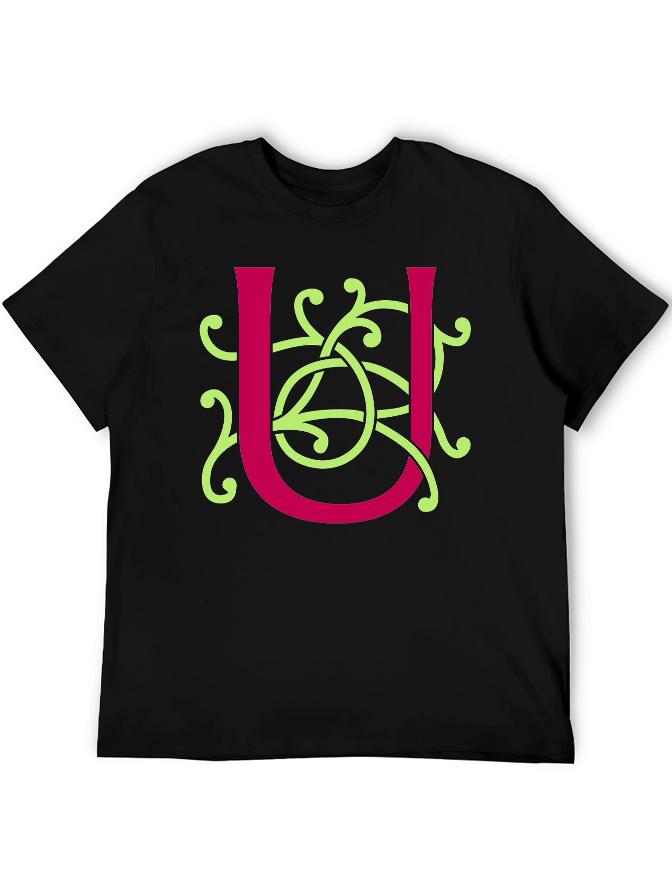 Black Celtic Knot U Letter Graphic T-Shirt view 5