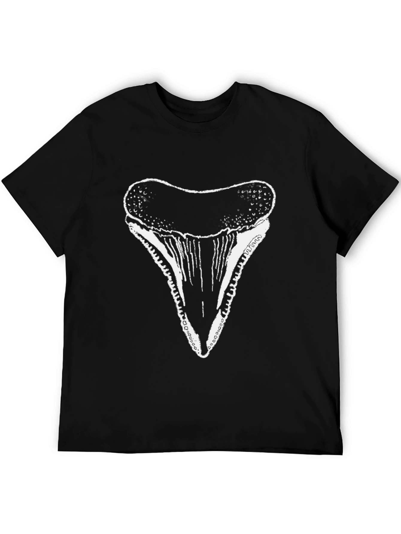Black Shark Tooth Graphic Tee - Black Cotton T-Shirt view 5