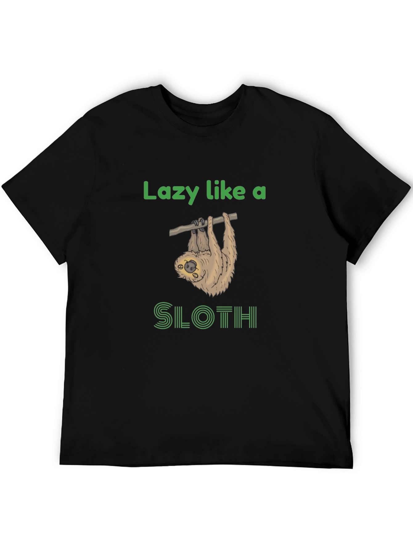 Black Lazy Sloth Graphic Tee - Funny Novelty T-Shirt view 5