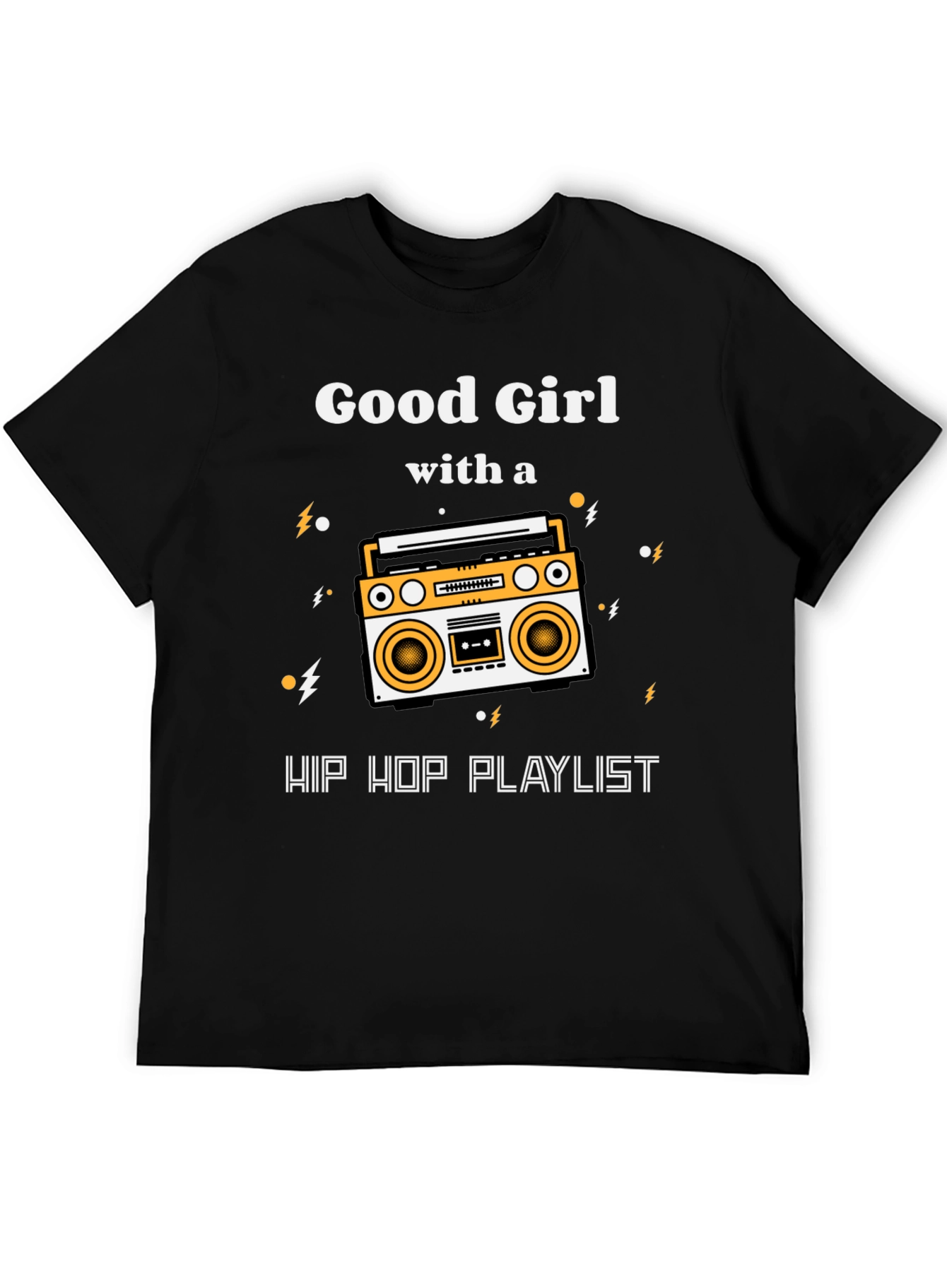 Black Good Girl Hip Hop Playlist Graphic T-Shirt view 5
