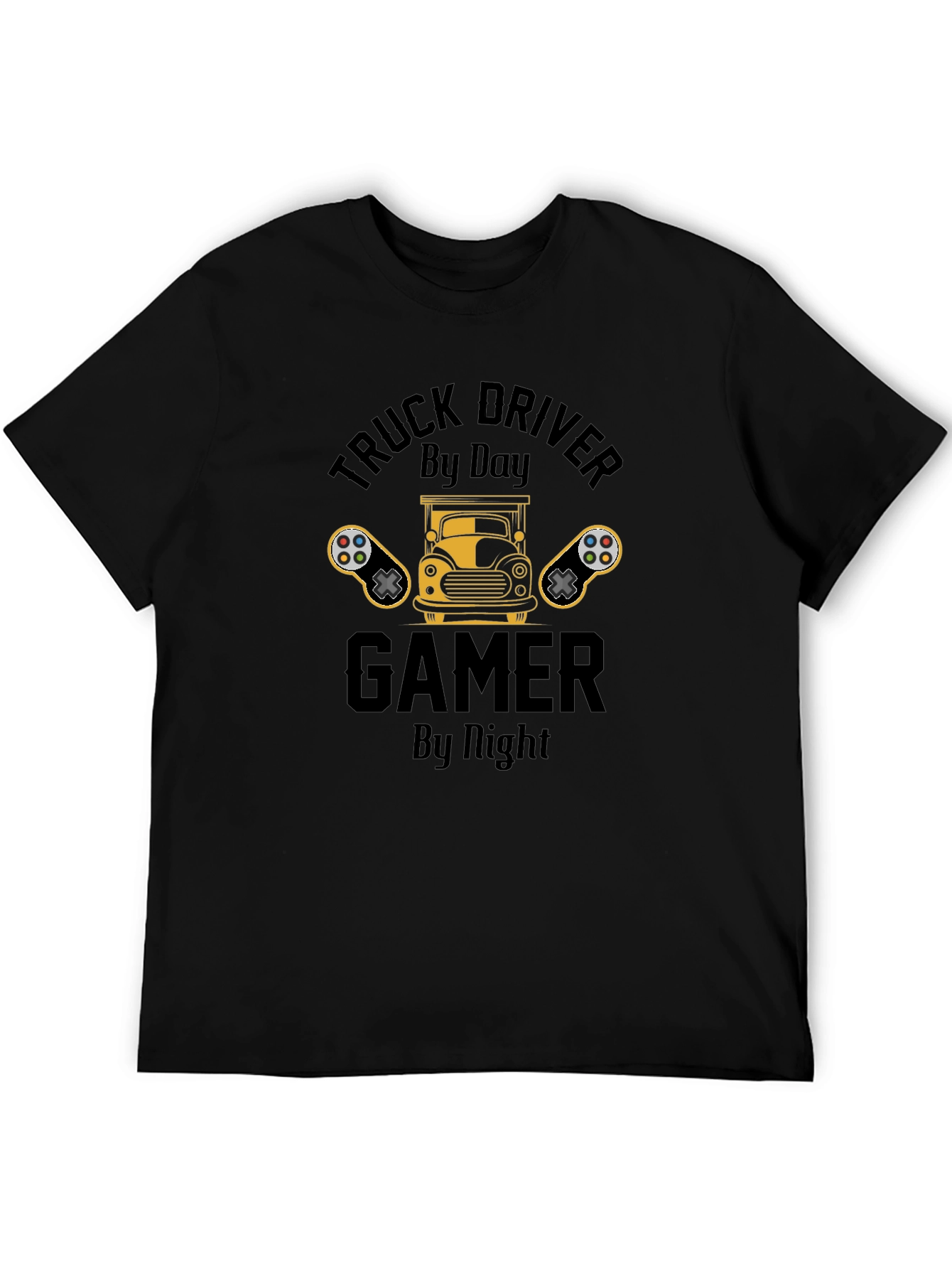 Black Truck Driver Gamer T-Shirt - Black view 5