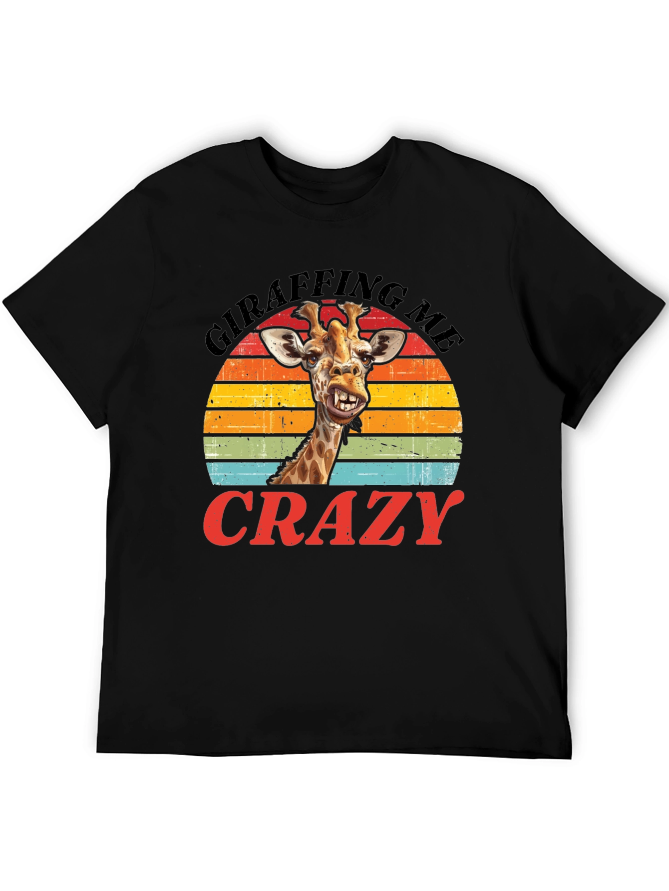 Black Giraffing Me Crazy Graphic Tee - Hilarious Giraffe T-Shirt view 5