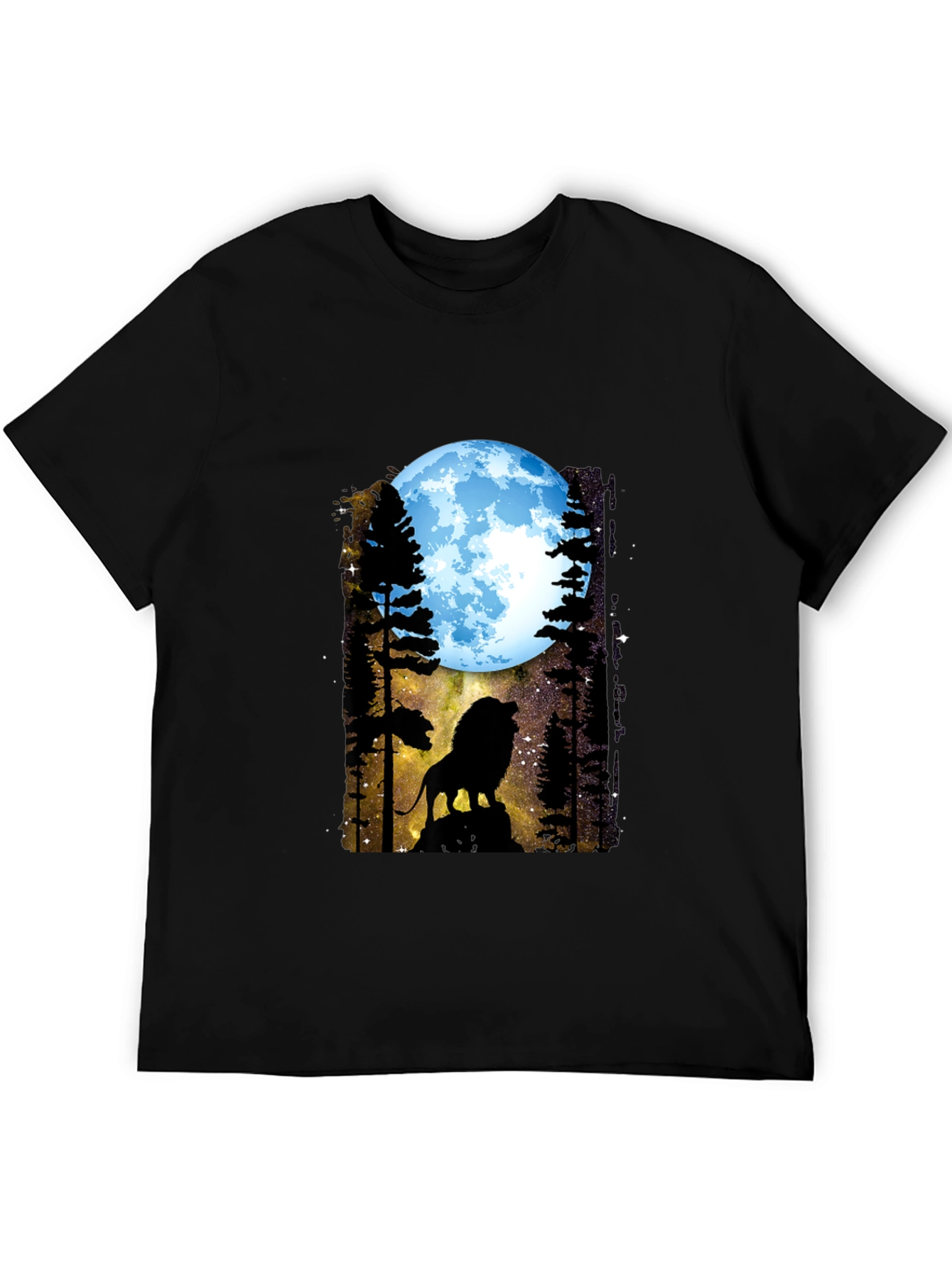 Black Lion Moon T-Shirt - Black Graphic Tee view 5