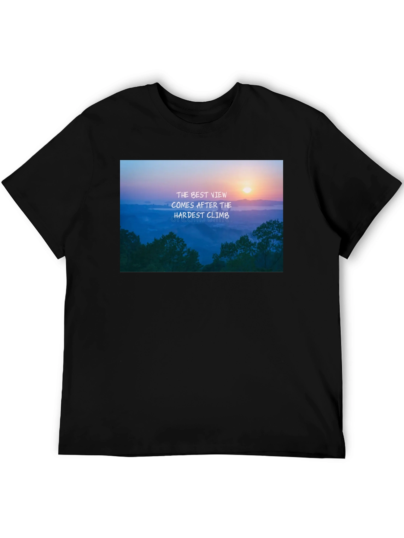 Black Inspirational Mountain View Graphic Tee - Black view 5