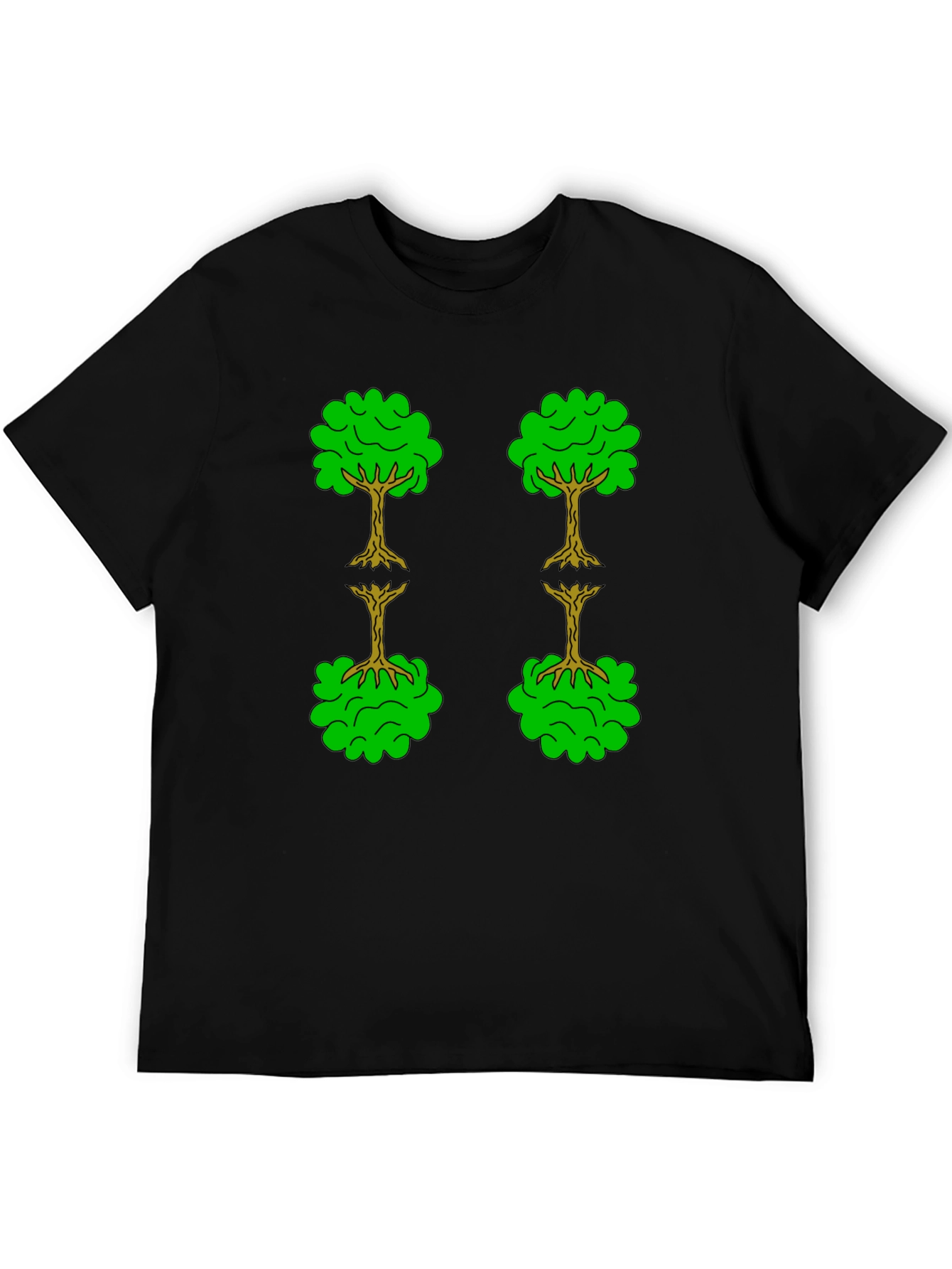 Black Tree Pattern Black T-Shirt view 5