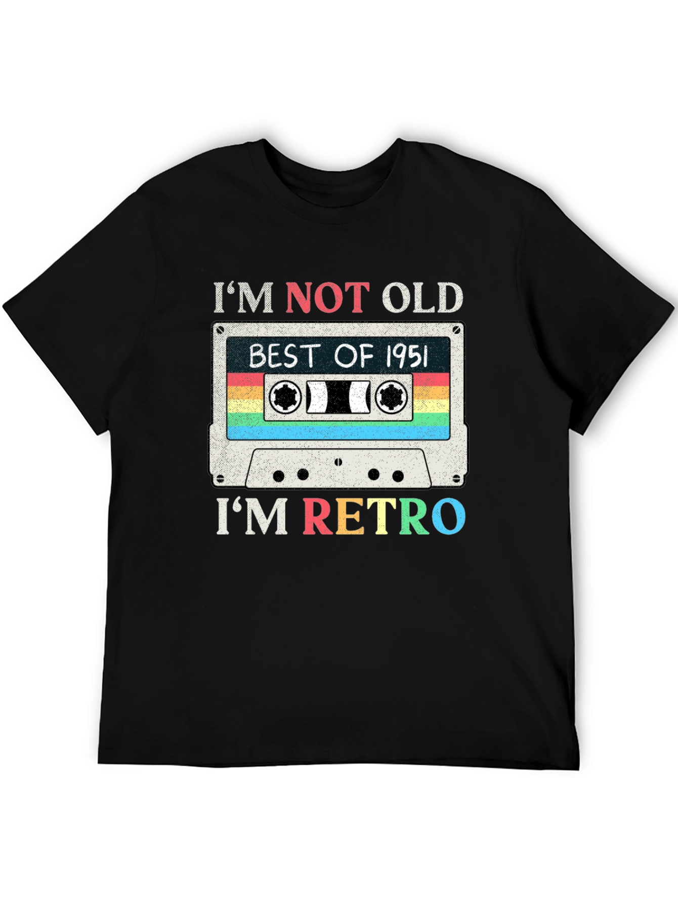 Black Retro Cassette Tape 1951 Birthday T-Shirt view 5