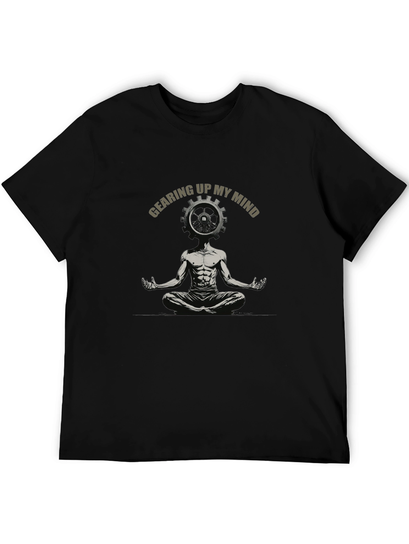 Black Gearing Up My Mind Black Graphic T-Shirt view 5