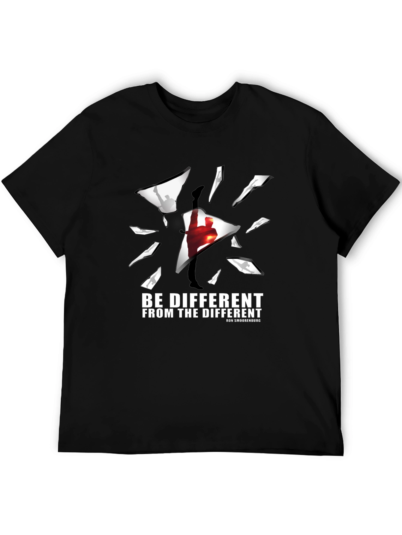 Black Be Different T-Shirt - Unique Shattered Glass Design view 5