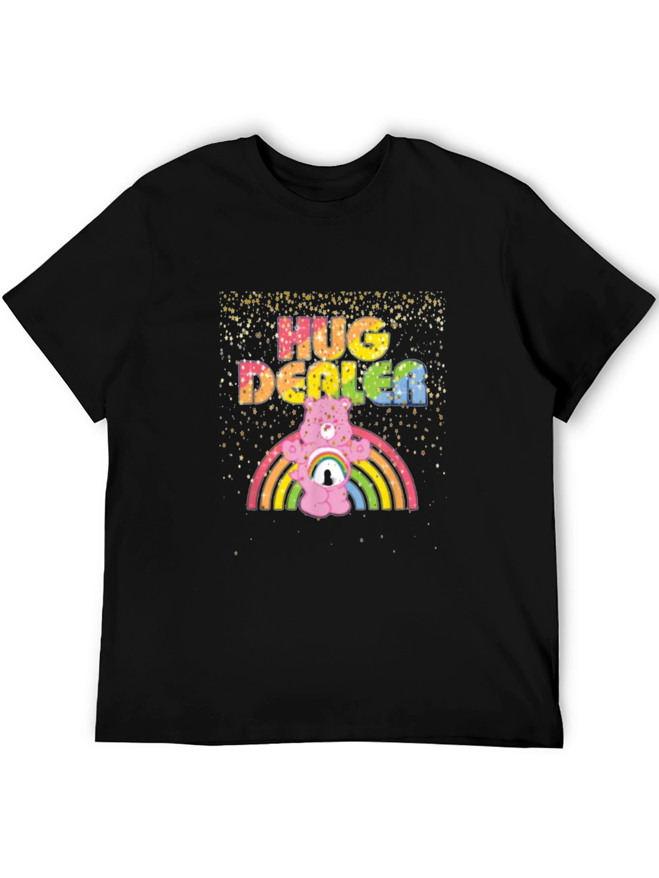 Black Hug Dealer Graphic Tee - Black Crew Neck T-Shirt view 5