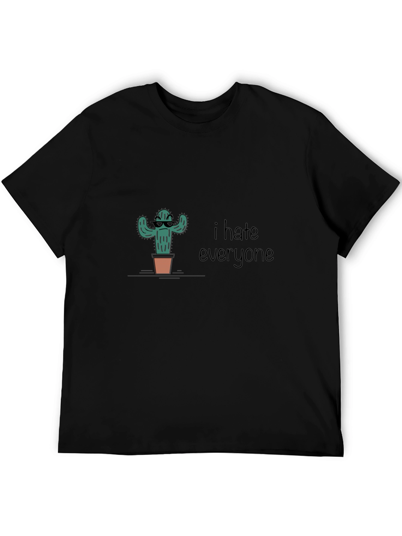 Black I Hate Everyone Cactus Graphic T-Shirt view 5