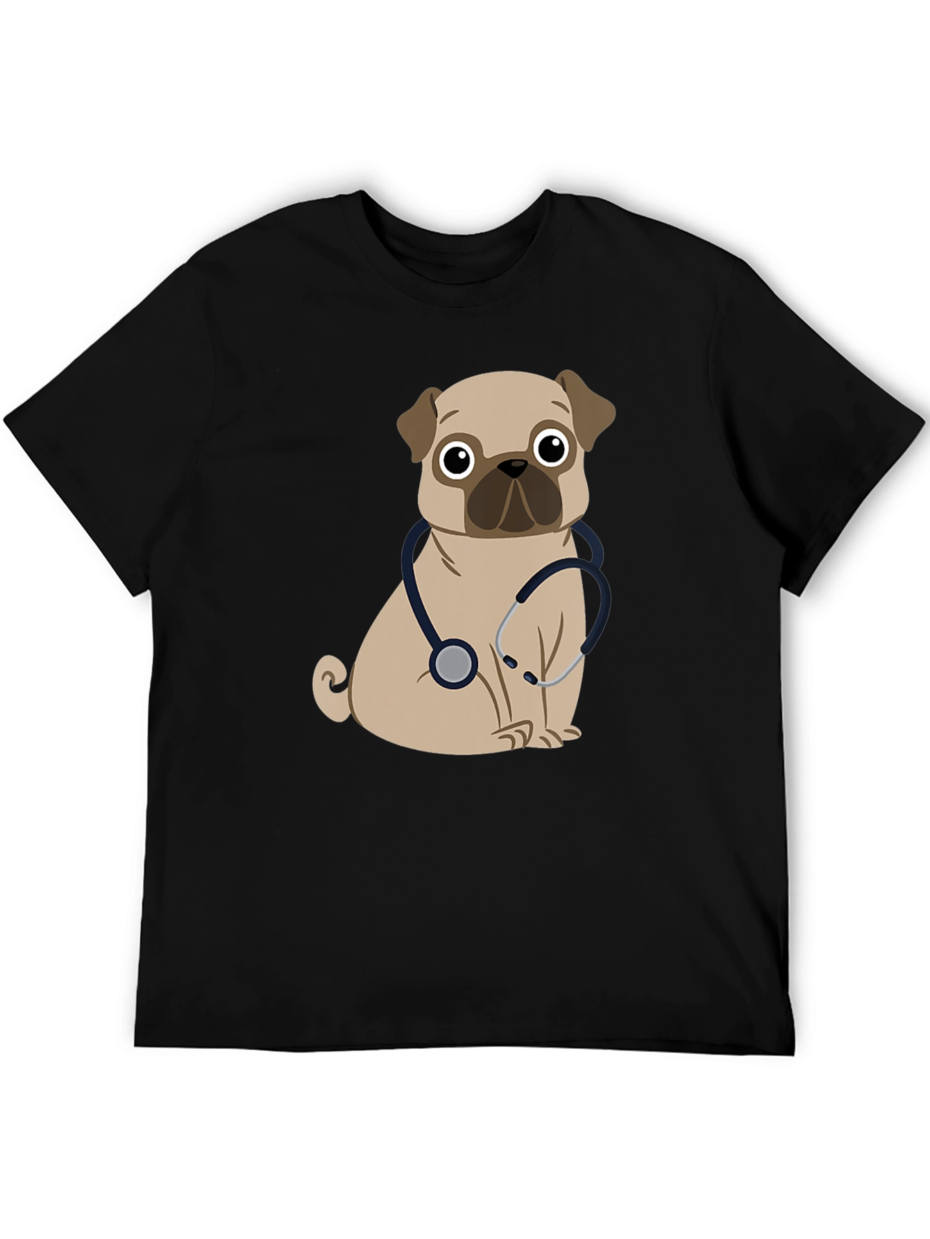 Black Pug Dog Vet T-Shirt view 5