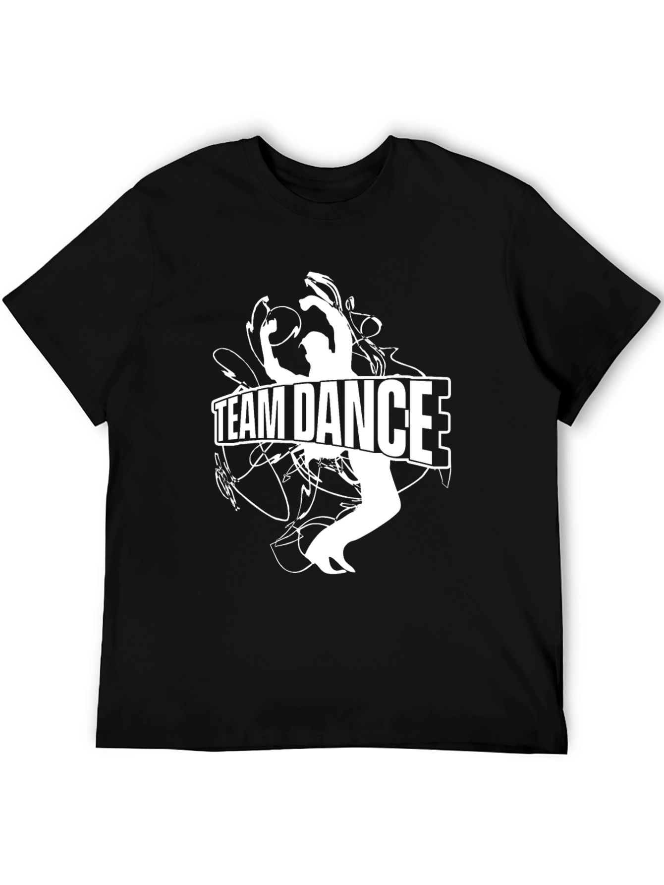 Black Team Dance Graphic Tee - Black Cotton Crew Neck view 5