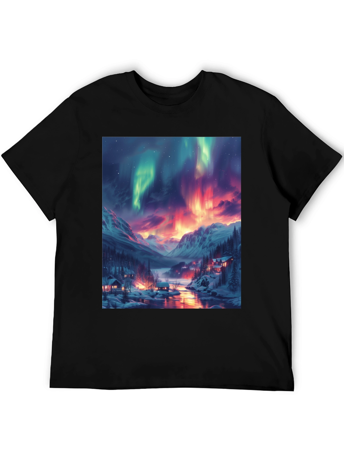 Black Aurora Borealis Graphic Tee - Northern Lights Shirt view 5