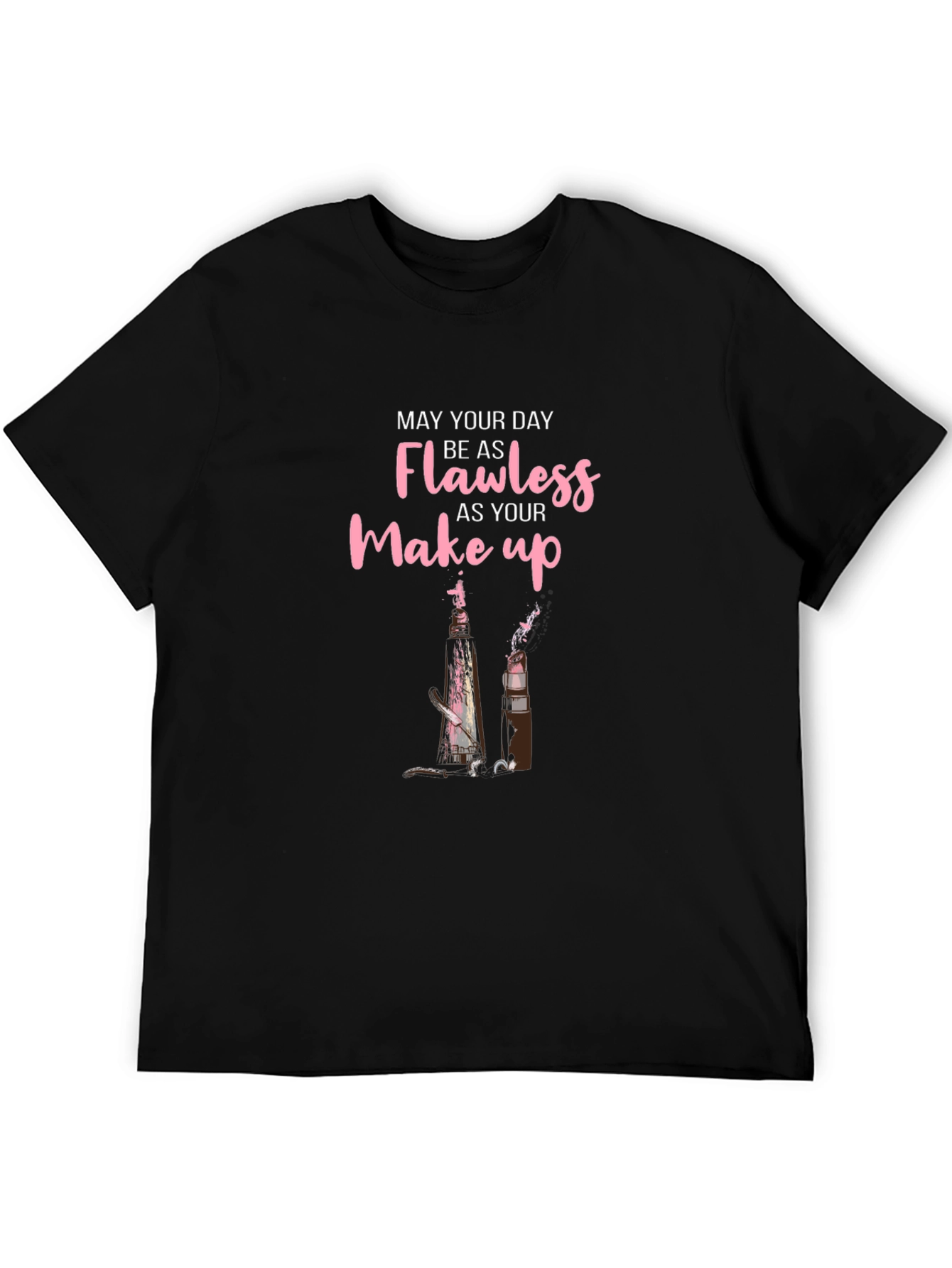 Black Flawless Makeup Graphic Tee - Stylish Black T-Shirt view 5