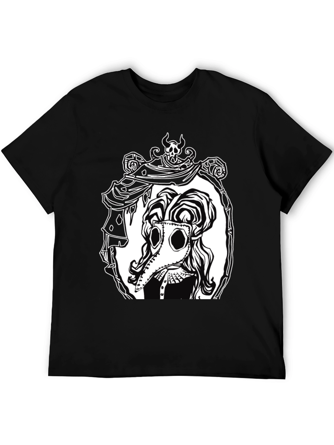 Black Plague Doctor Graphic Tee - Black Cotton T-Shirt view 5