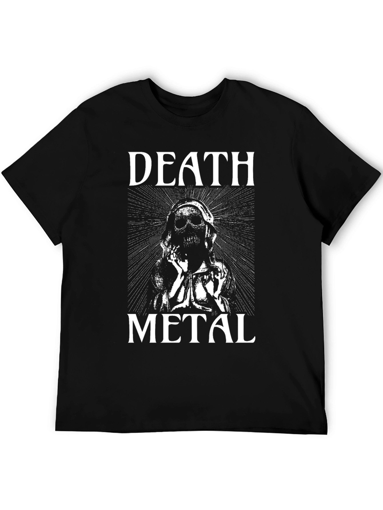 Black Death Metal Graphic Print Black T-Shirt view 5