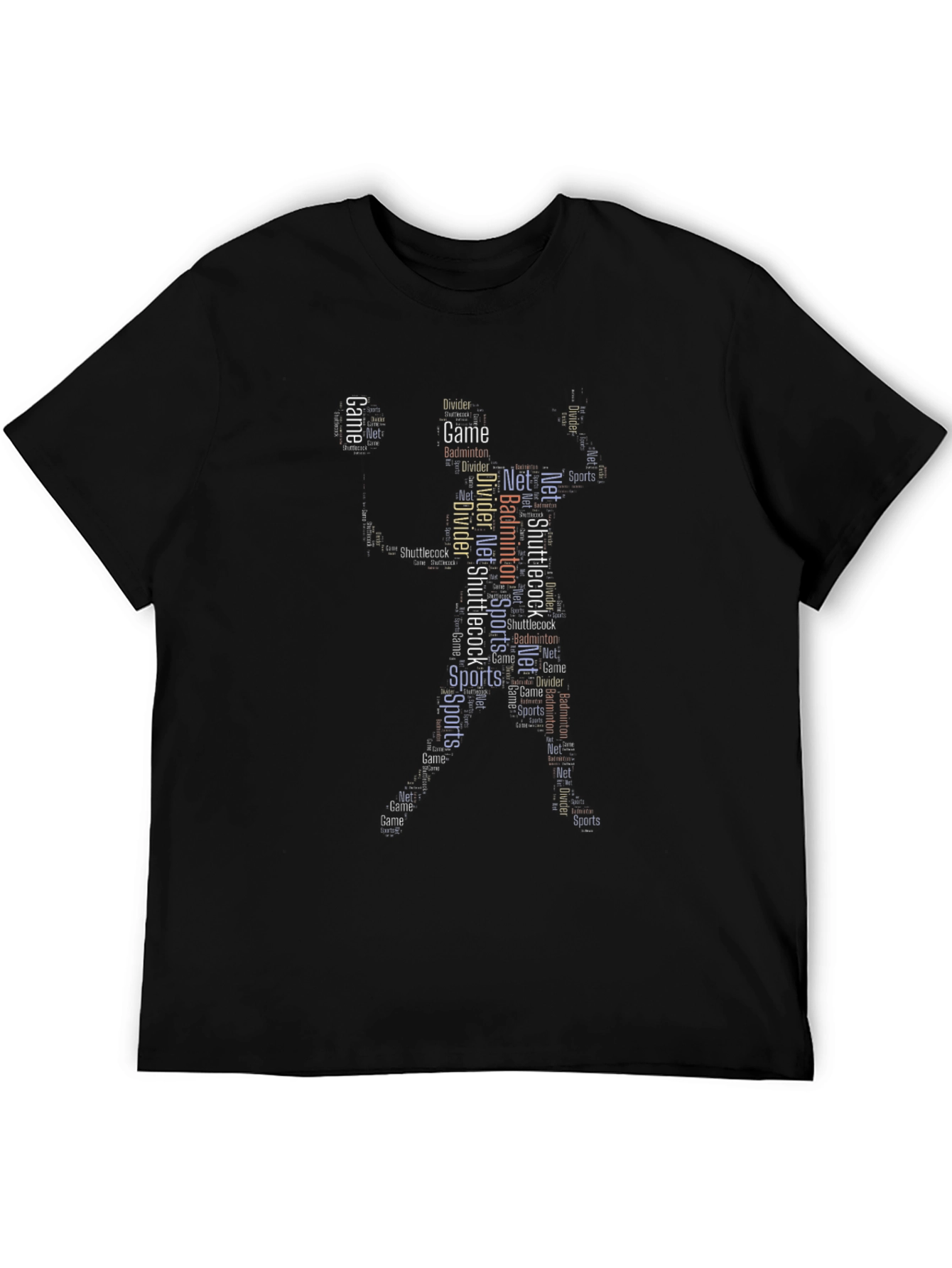 Black Badminton Word Art T-Shirt - Game On! view 5