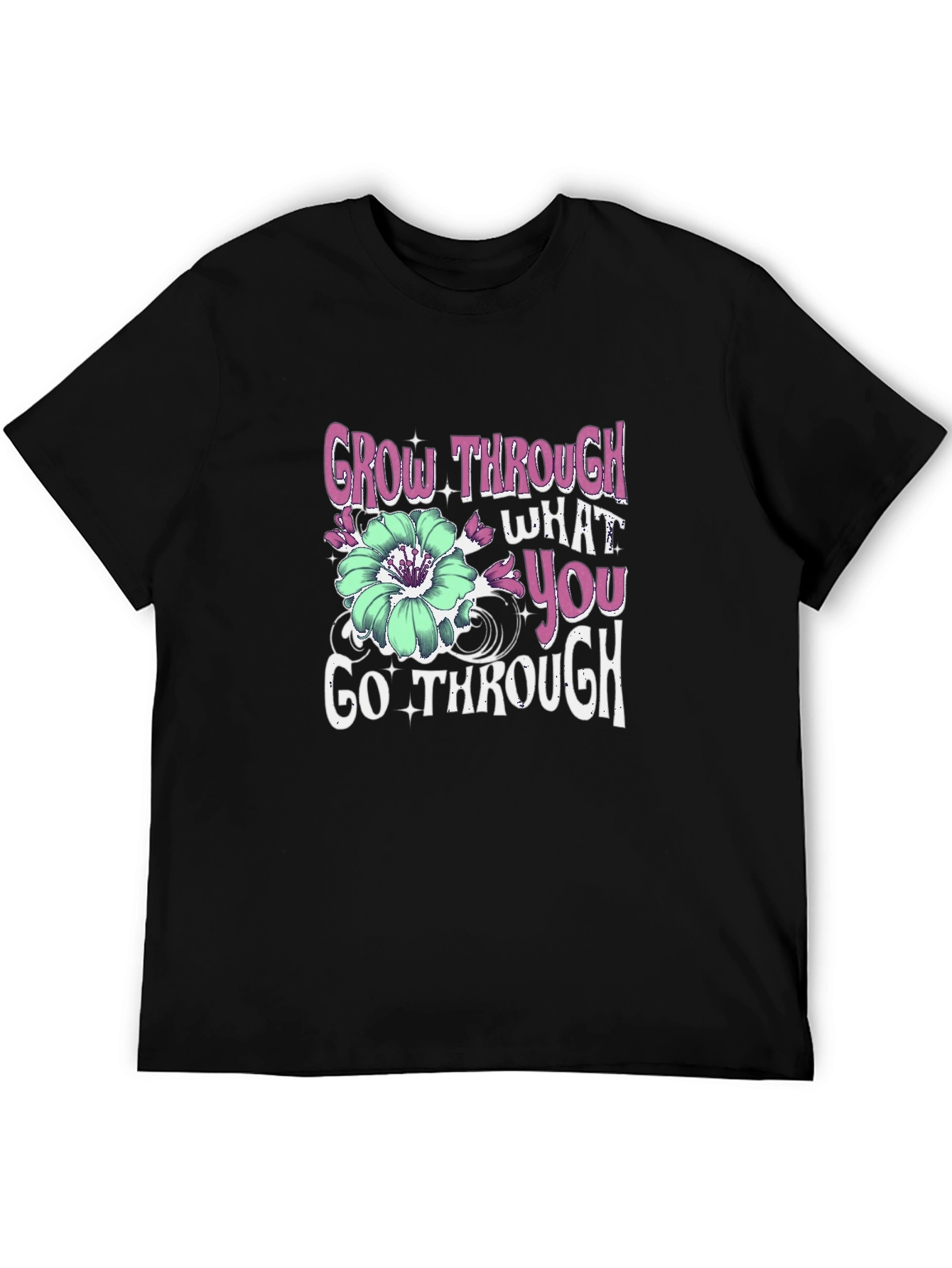Black Grow Through What You Go Through Graphic Tee view 5