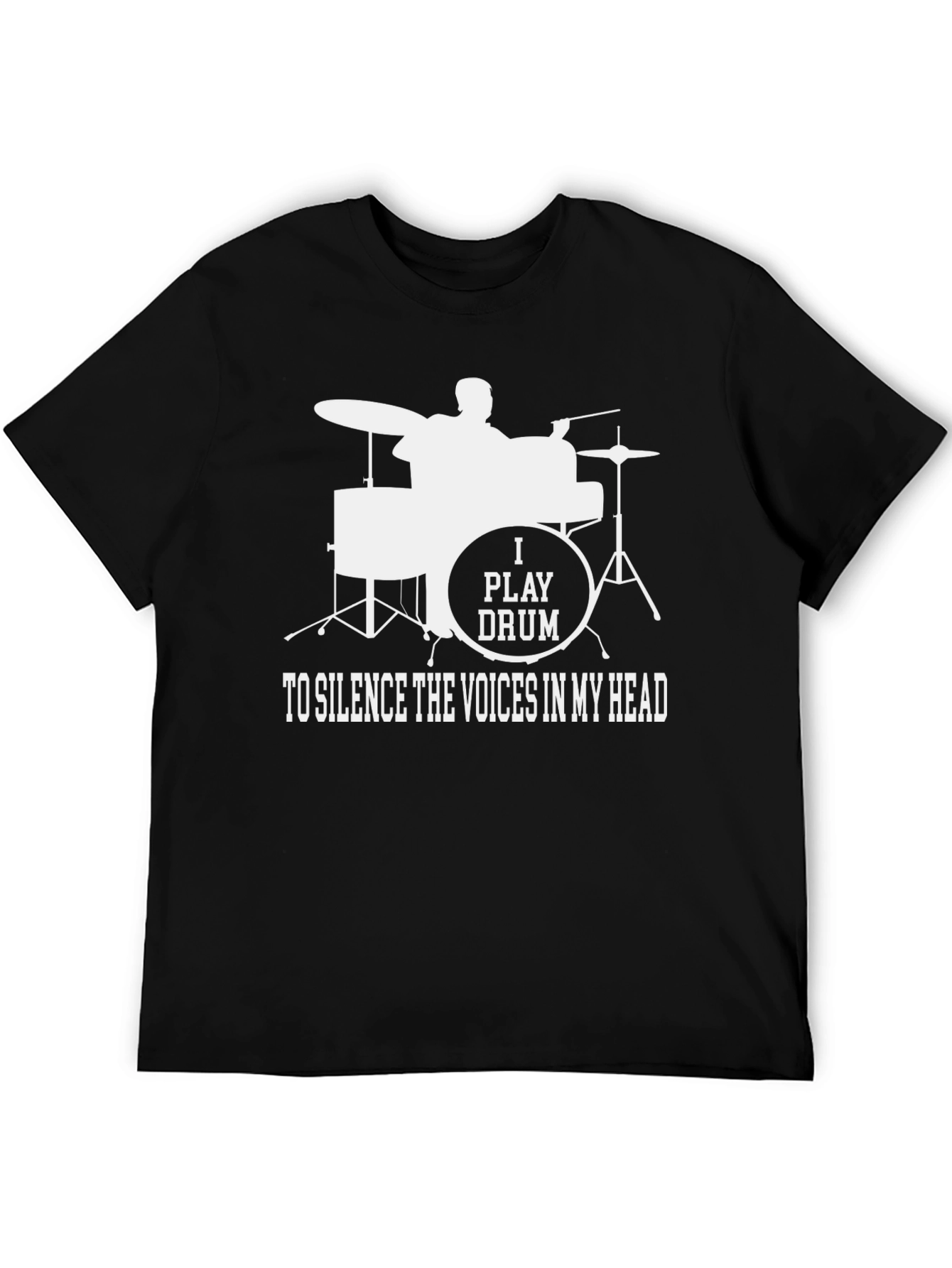 Black Drummer T-Shirt - Silence The Voices Funny Tee view 5