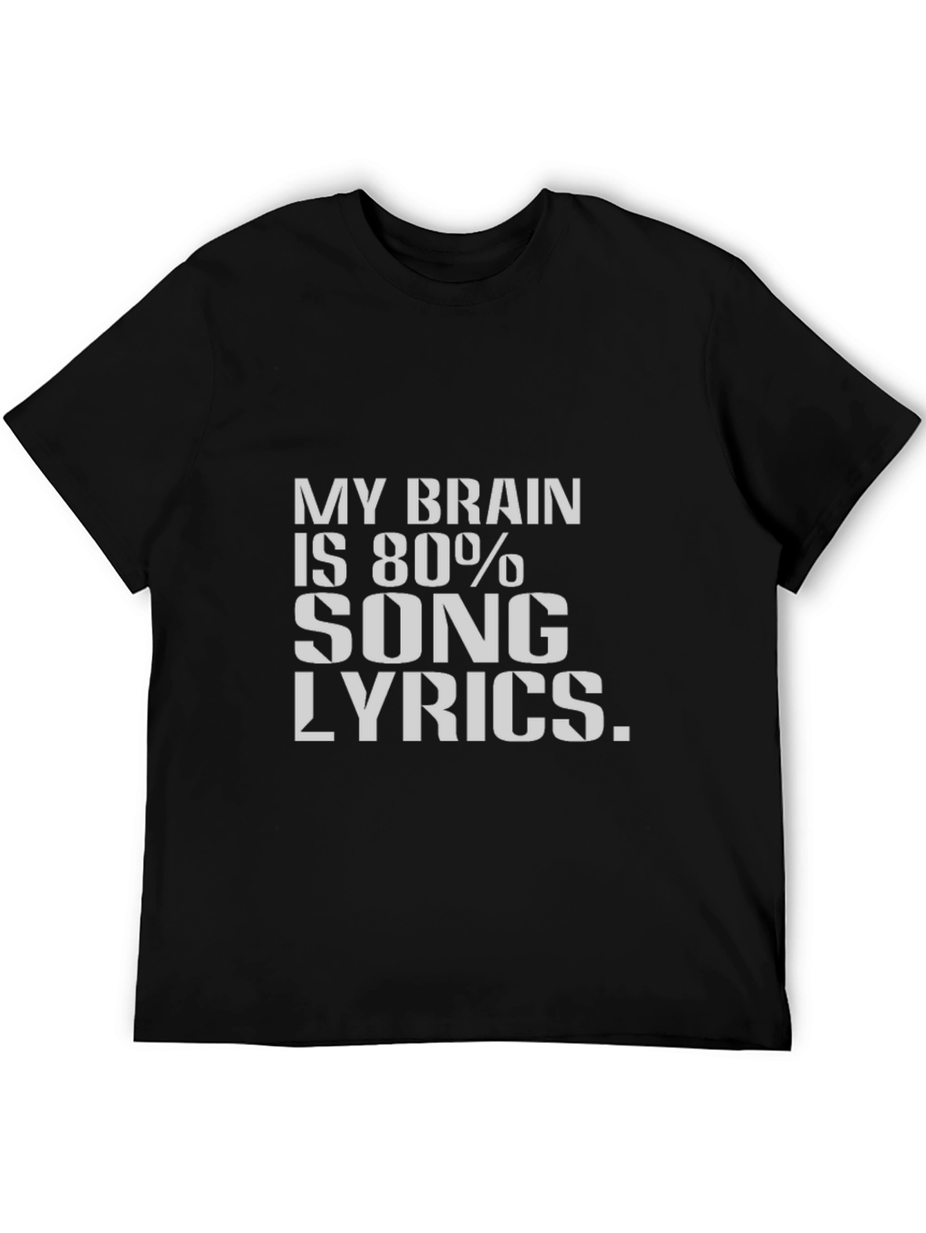 Black Song Lyrics Brain T-Shirt - Black Cotton Tee view 5