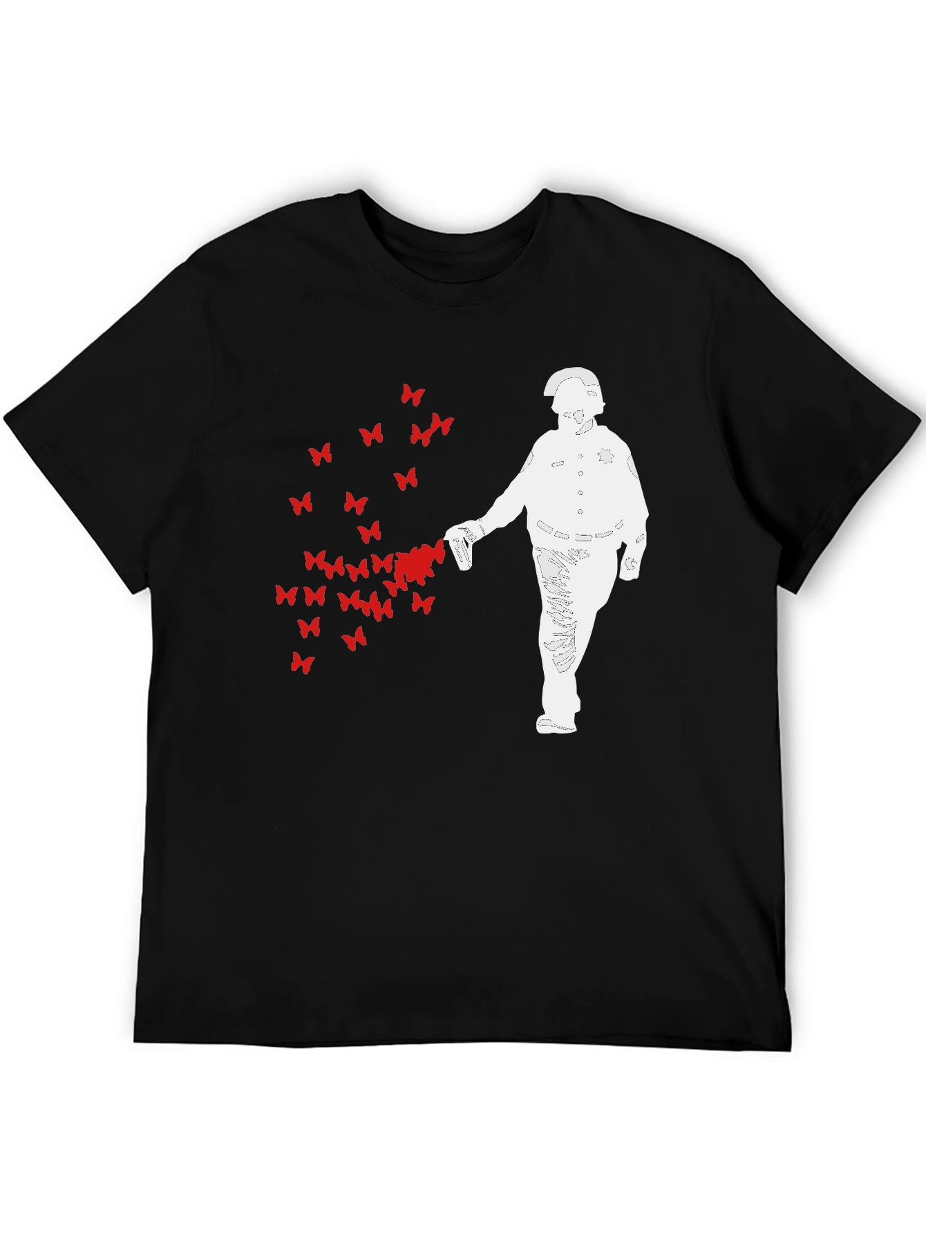 Black Butterfly Riot Police T-Shirt - Black Graphic Tee view 5