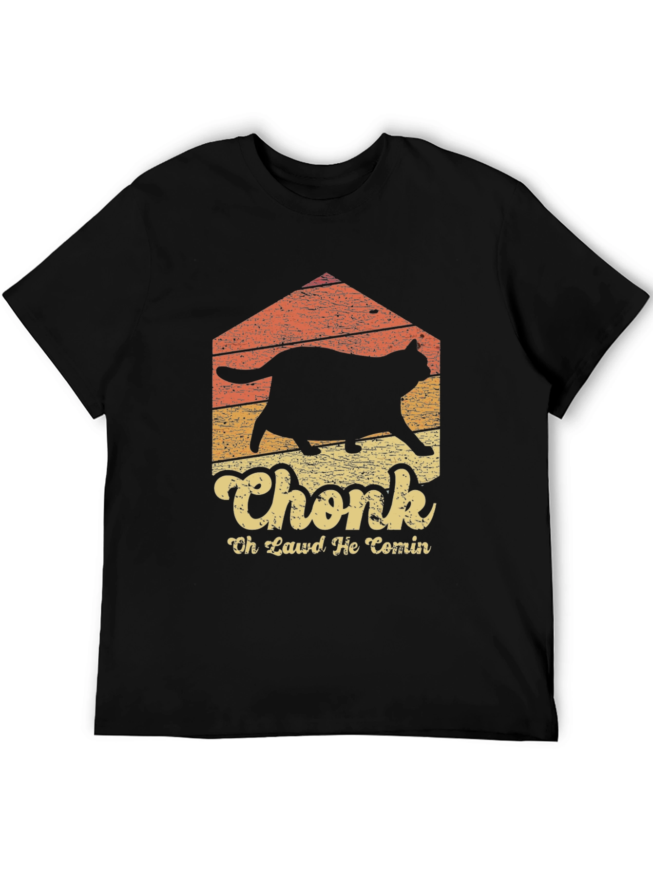 Black Chonk Cat T-Shirt - Oh Lawd He Comin' view 5