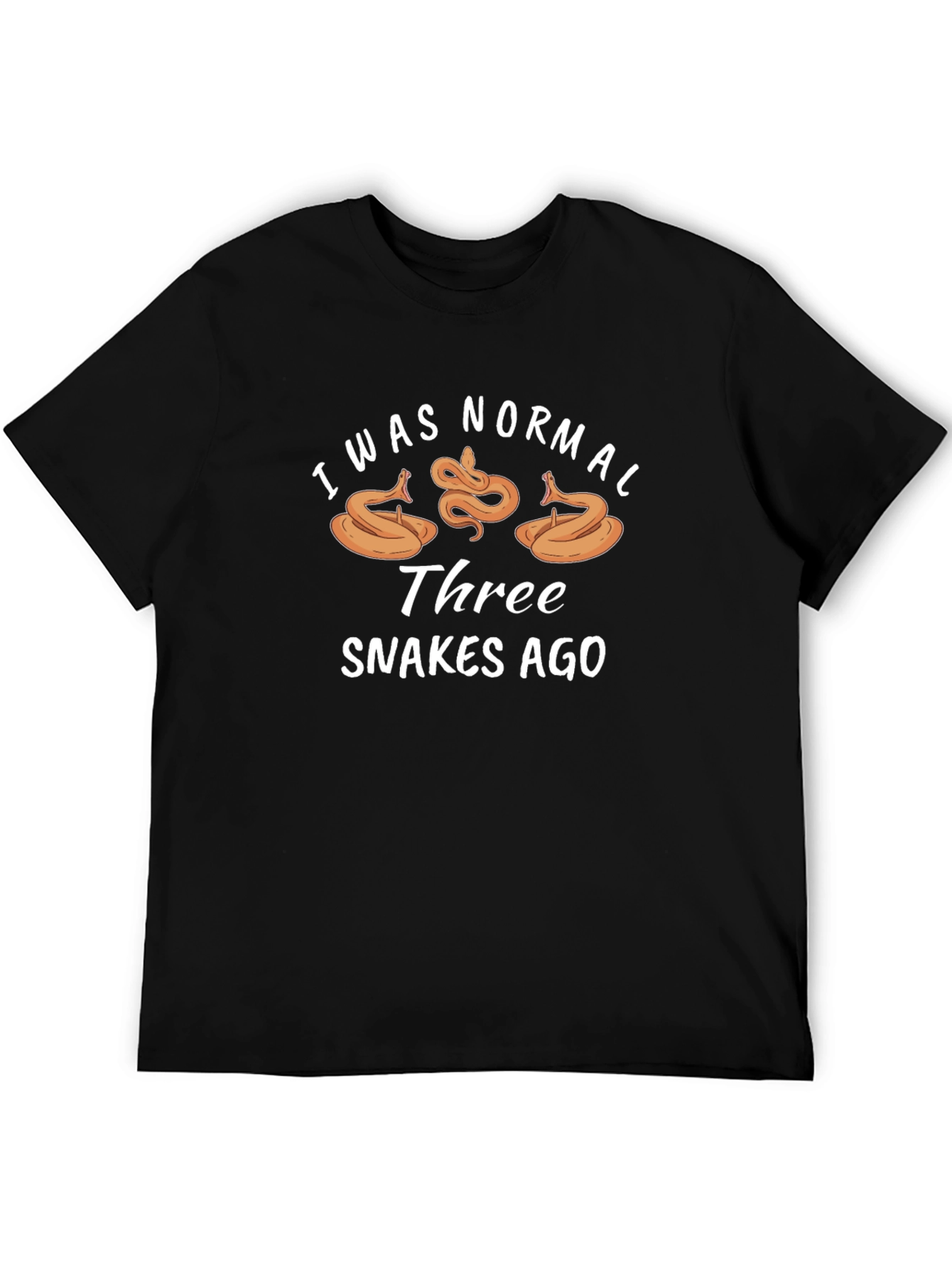 Black I Was Normal Three Snakes Ago Black T-Shirt view 5