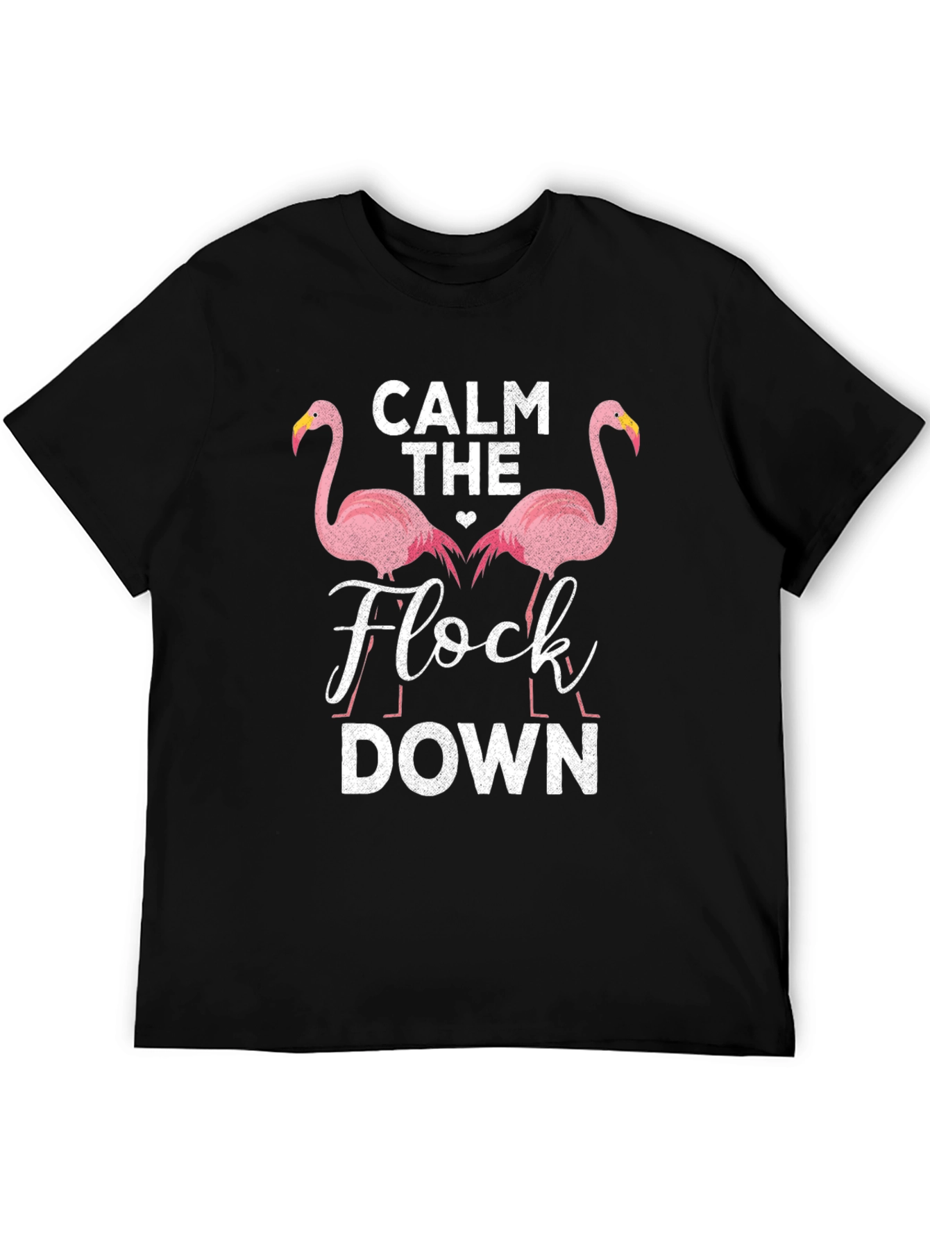 Black Calm The Flock Down Flamingo T-Shirt view 5