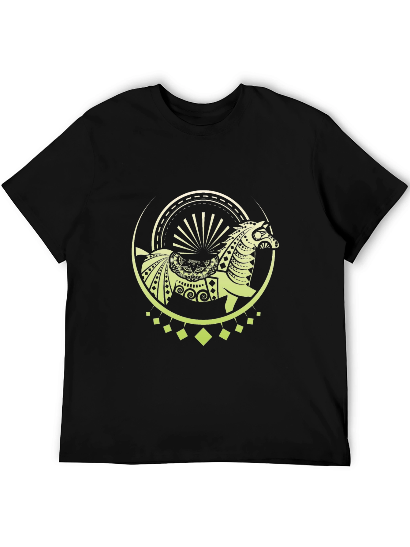 Black Tribal Horse Graphic Black T-Shirt view 5