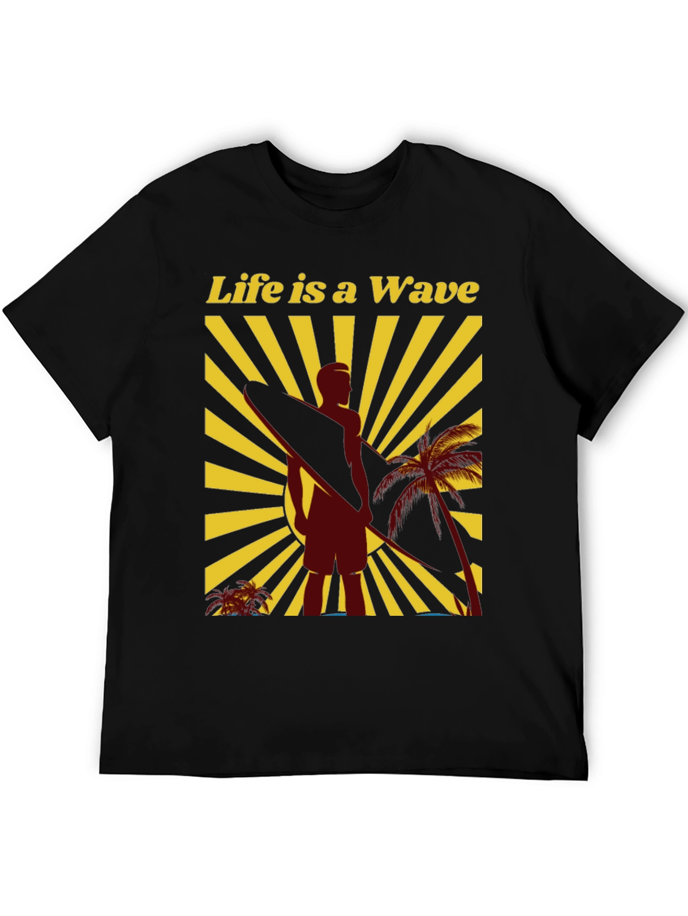 Black Life is a Wave Graphic Tee - Surfer T-Shirt view 5