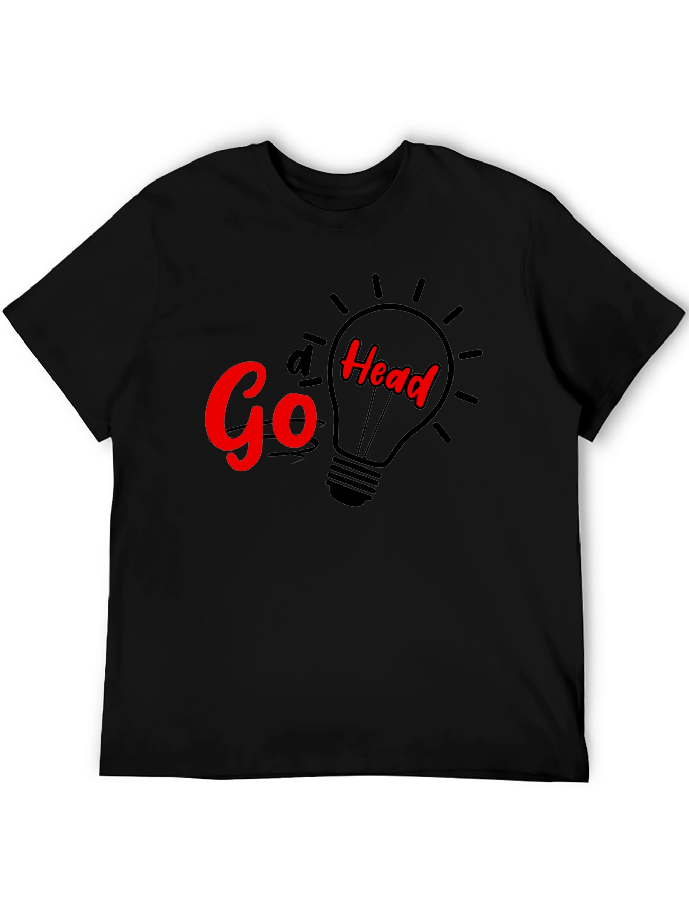 Black Go Head Lightbulb Graphic T-Shirt view 5