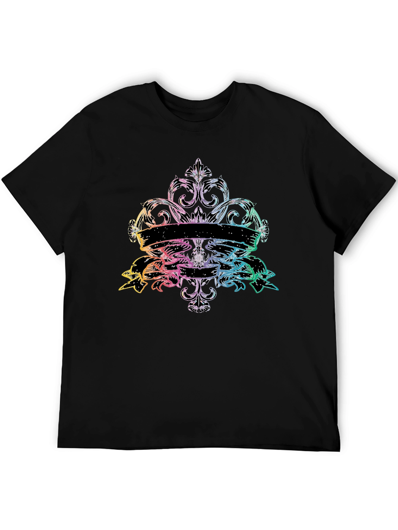 Black Rainbow Fleur-de-Lis Black T-Shirt view 5