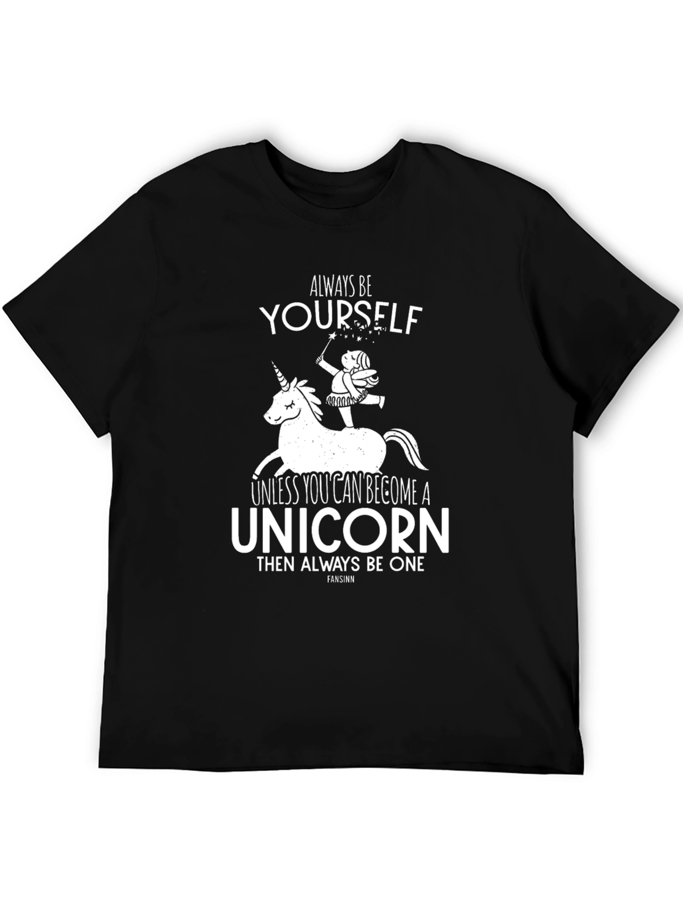 Black Always Be Yourself Unicorn Graphic T-Shirt view 5