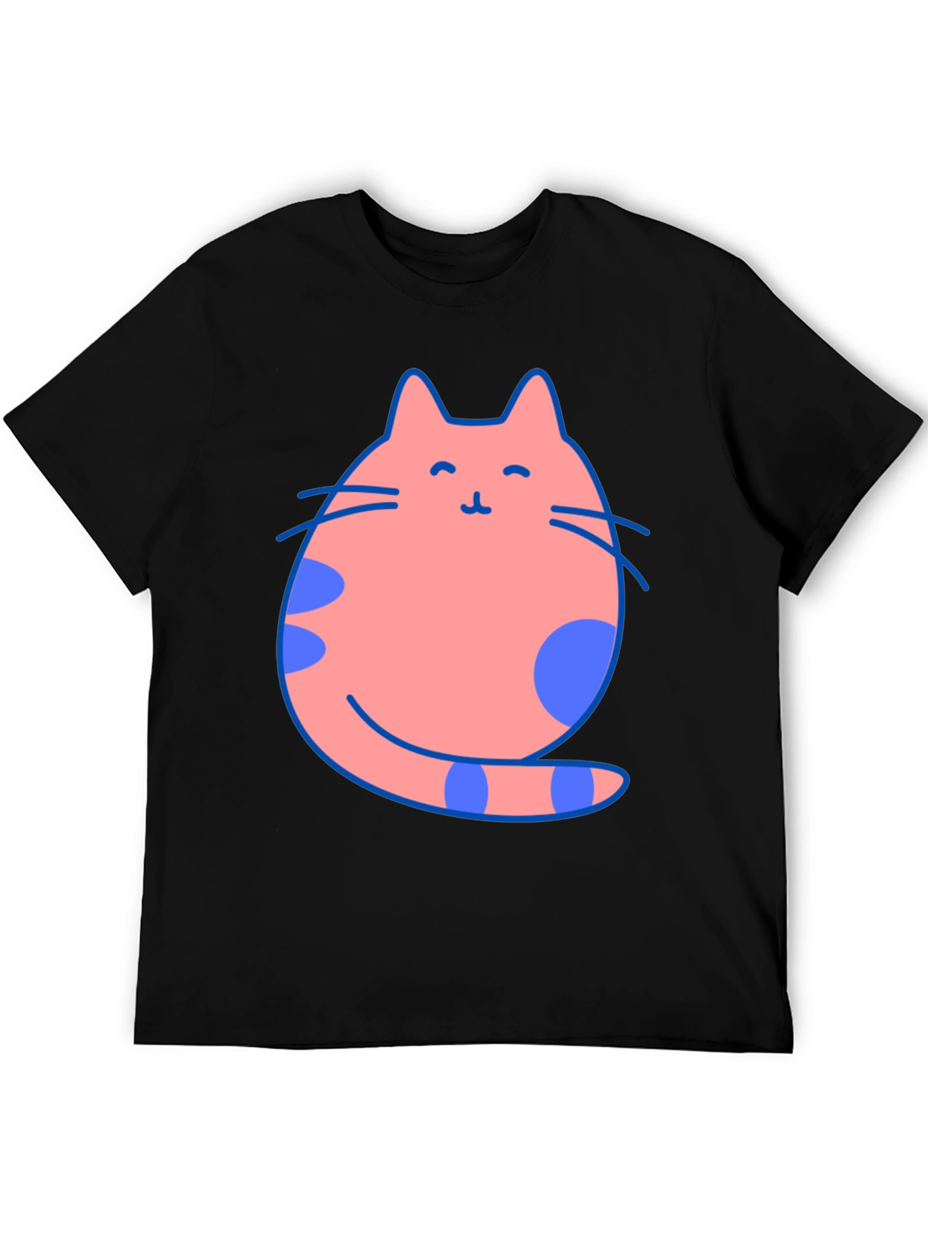 Black Cute Cat Graphic Tee - Black Cotton Blend view 5