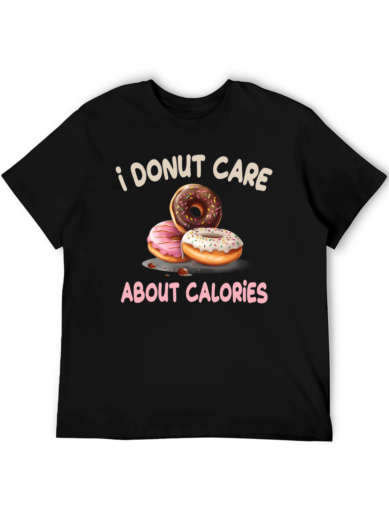 Black I Donut Care T-Shirt - Funny Foodie Tee view 5