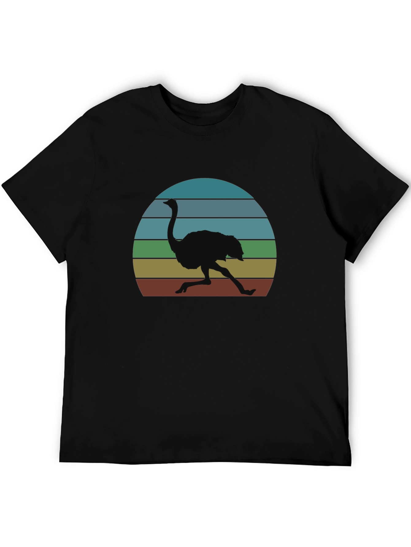 Black Retro Ostrich Sunset T-Shirt view 5