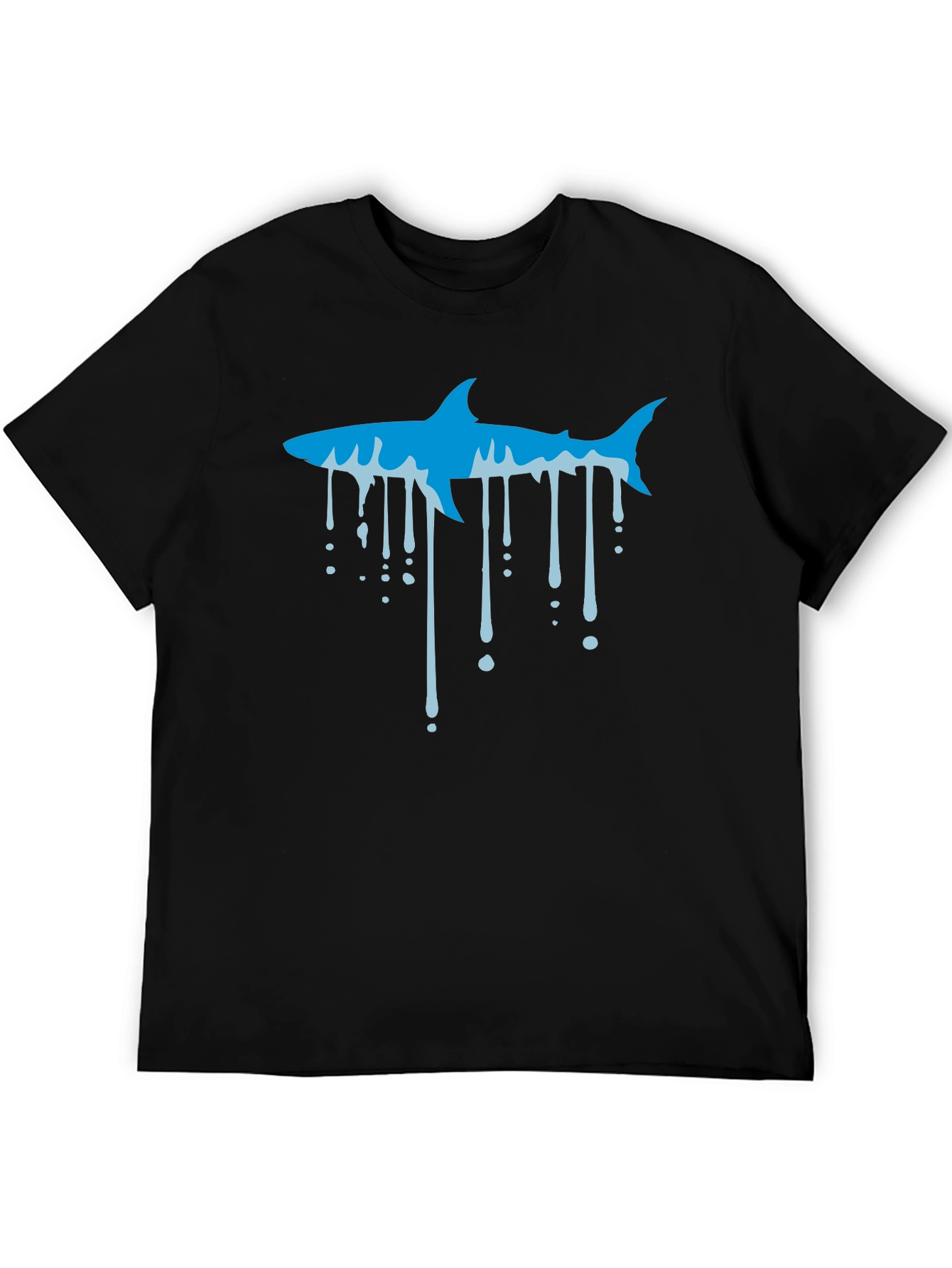 Black Cool Shark Drip Graphic Black T-Shirt view 5