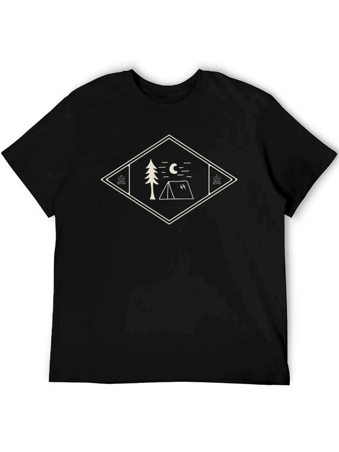Black Camping Adventure Graphic Tee - Black Cotton T-Shirt view 5