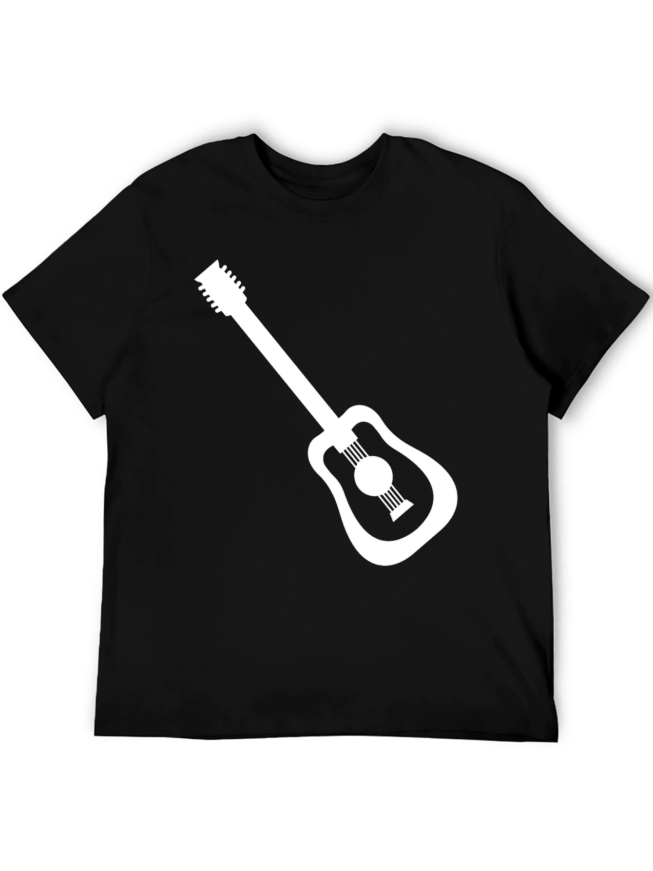 Black Guitar Graphic Tee - Black Cotton Casual T-Shirt view 5