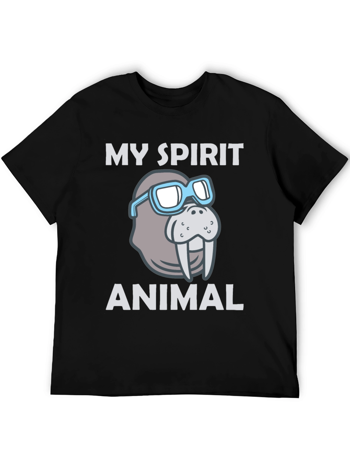 Black My Spirit Animal Walrus Graphic T-Shirt view 5