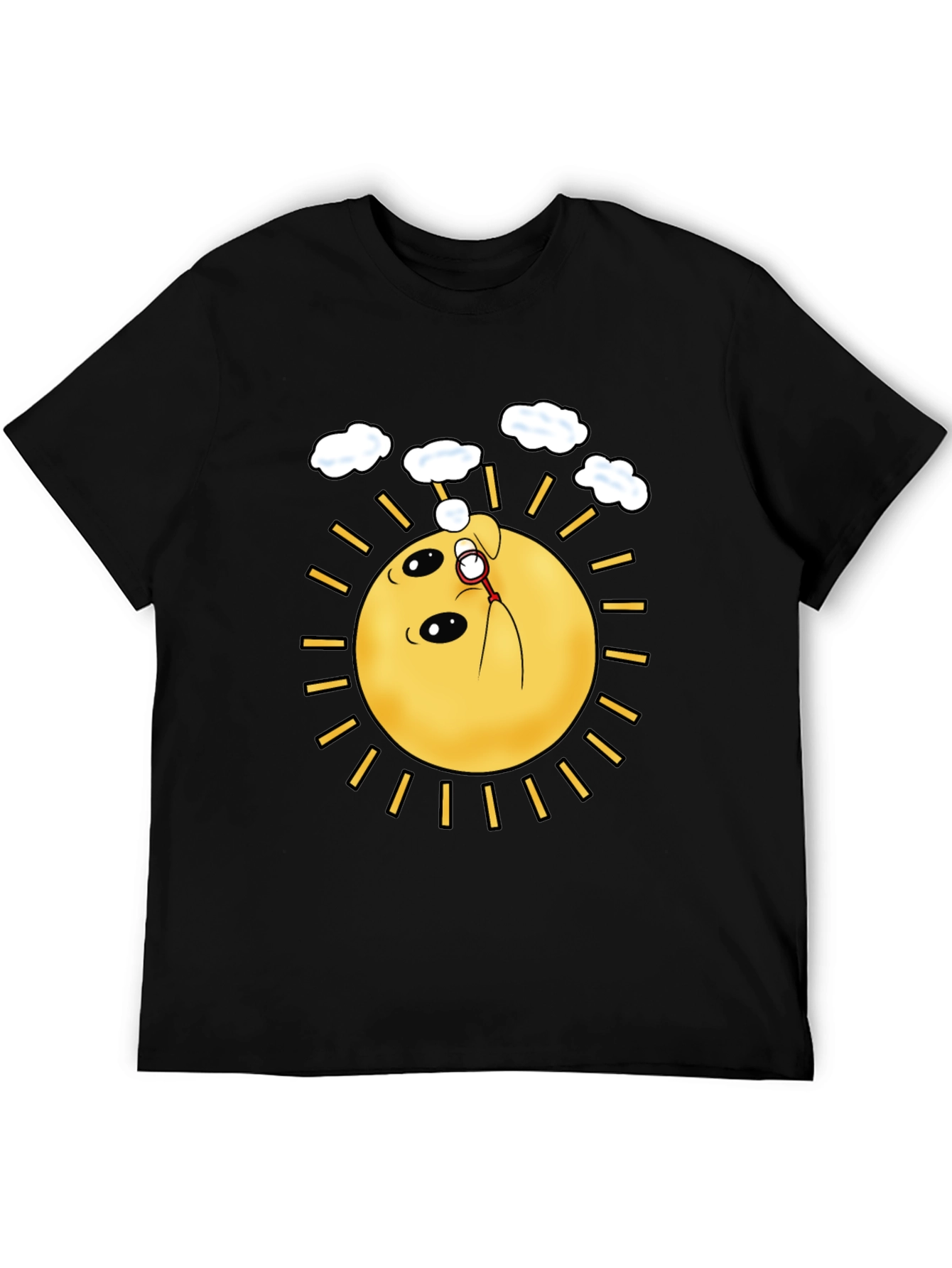 Black Funny Sun Blowing Bubbles Graphic Tee view 5