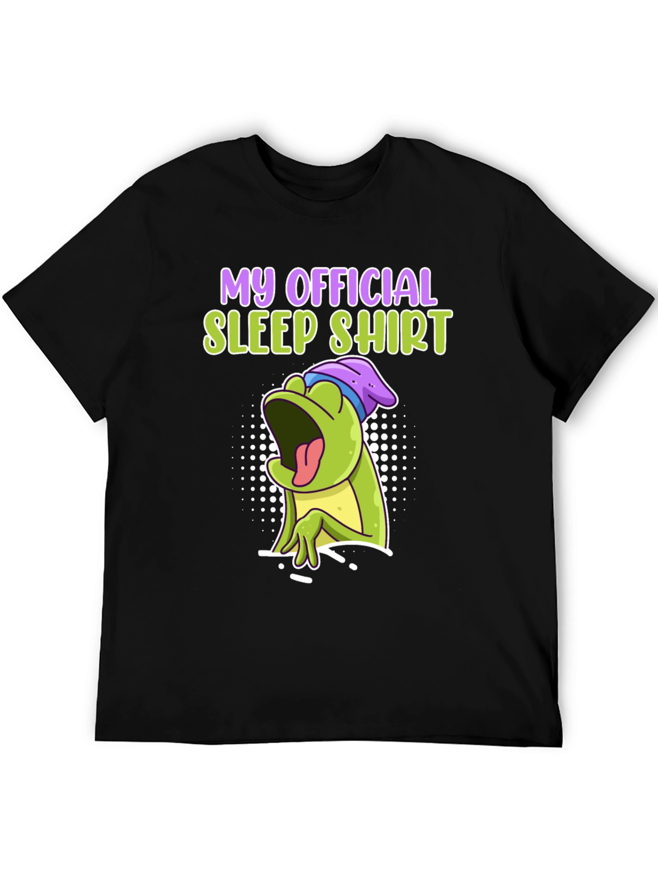 Black Official Sleep Shirt - Funny Frog Design view 5