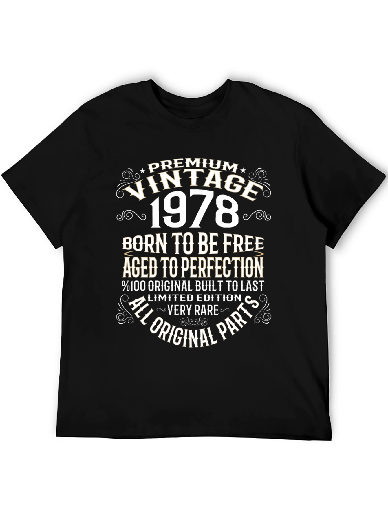 Black Vintage 1978 Birthday T-Shirt - Born to Be Free view 5