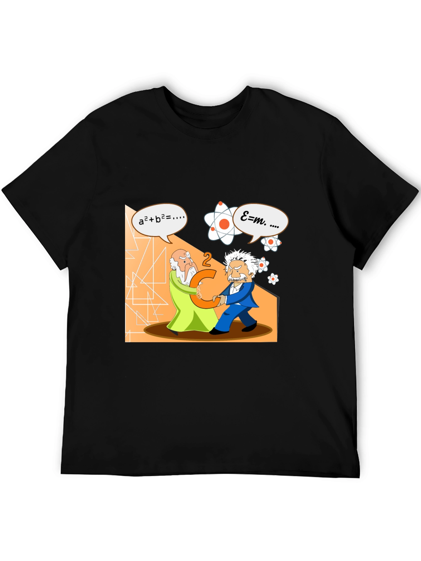 Black Science Humor T-Shirt: Einstein vs. Newton view 5