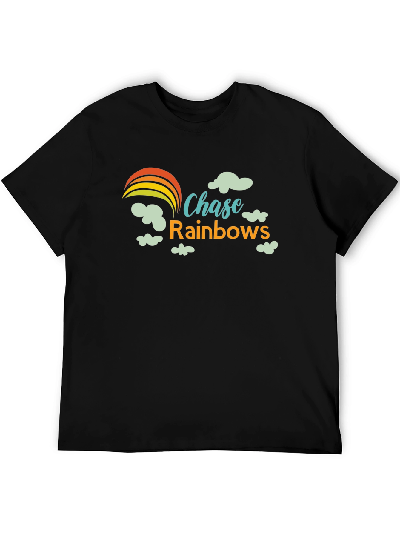 Black Chase Rainbows Graphic Tee - Black Cotton T-Shirt view 5