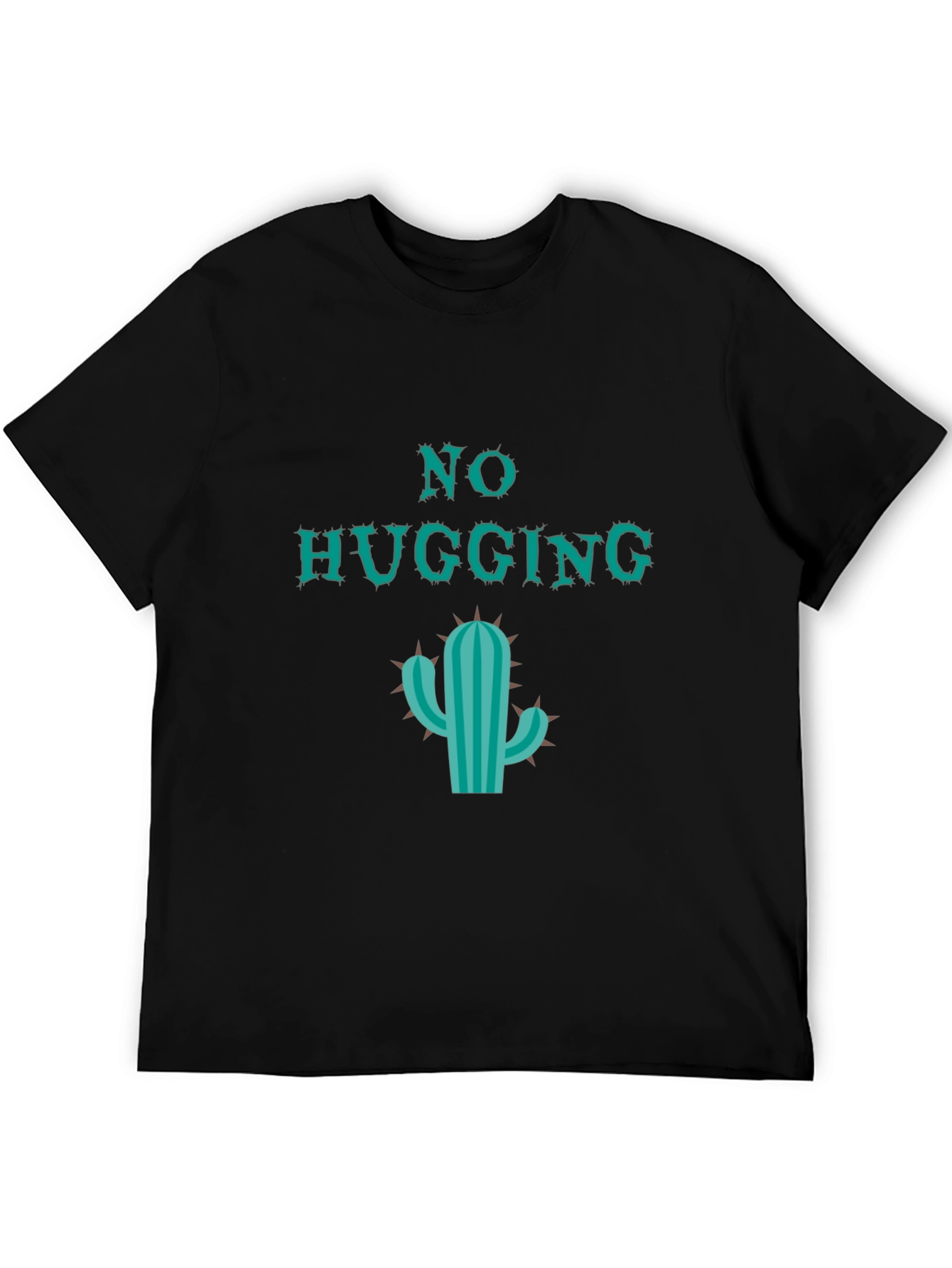 Black No Hugging Cactus Graphic Tee - Sarcastic Humor Shirt view 5