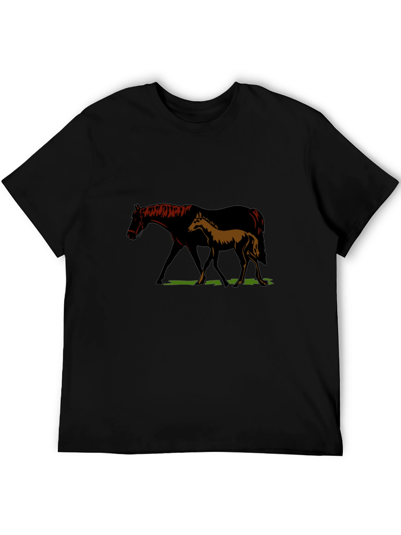Black Horse & Foal Graphic T-Shirt - Unisex Black Tee view 5