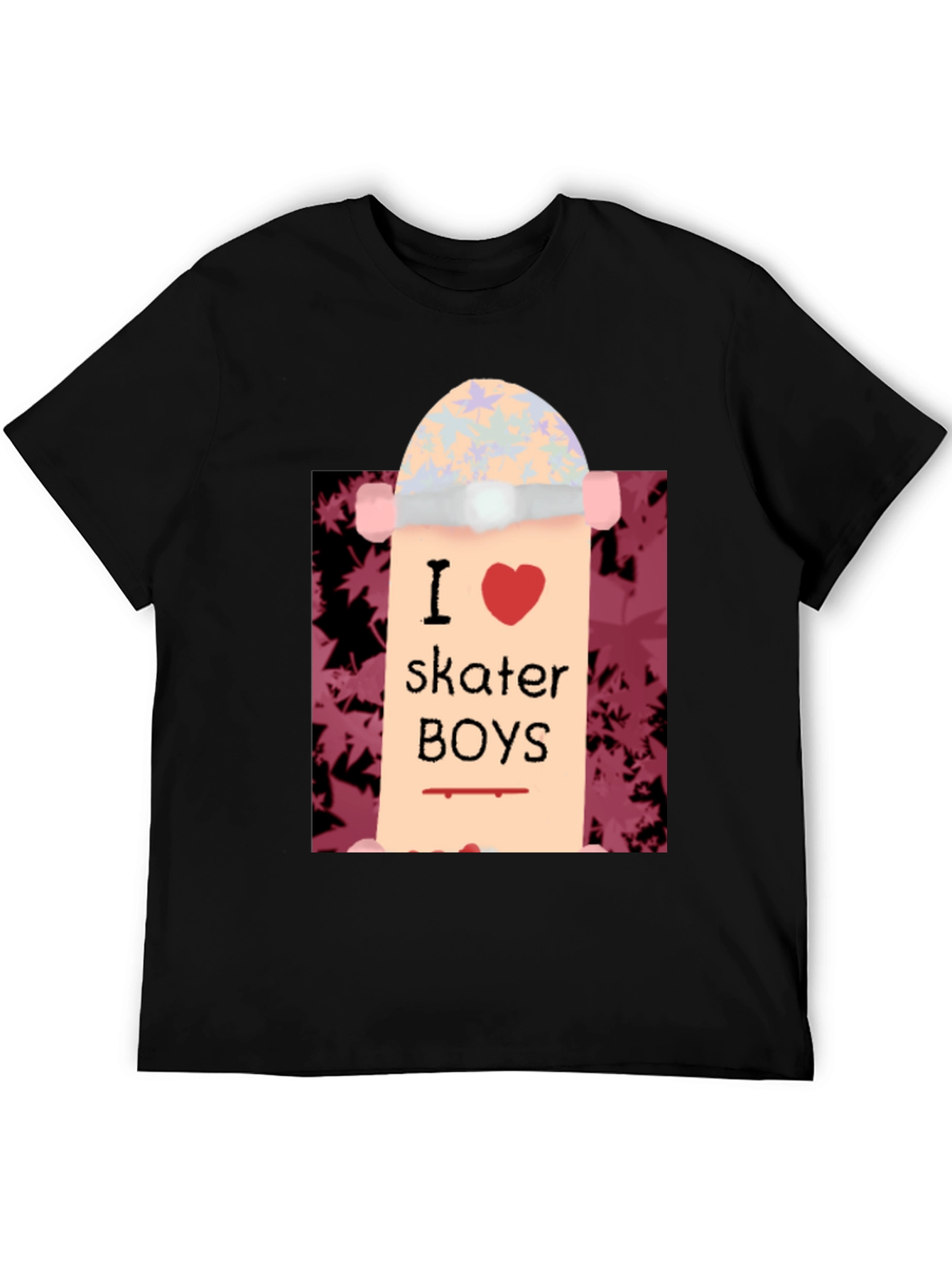 Black I Love Skater Boys T-Shirt | Unique Skateboard Tee view 5