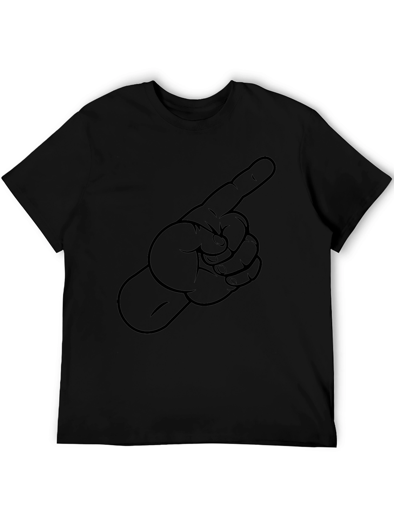 Black Pointing Finger Graphic Tee - Black Cotton T-Shirt view 5